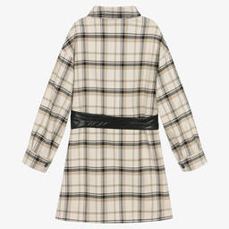 Elsy-Girls Beige & Black Check Belted Dress | Childrensalon Outlet