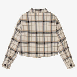 Elsy-Girls Beige Check Cropped Jacket | Childrensalon Outlet