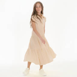 кутюр от Elsy-Бежевая платье с рюшами для девочек | Childrensalon Outlet