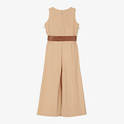 Elsy-Girls Beige Viscose Wide-Leg Jumpsuit | Childrensalon Outlet