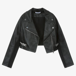 Elsy-Girls Black Faux Leather Biker Jacket | Childrensalon Outlet