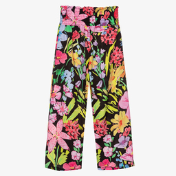 Elsy-بنطلون كريب لون أسود بطبعة ورود للبنات | Childrensalon Outlet