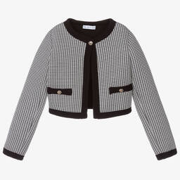 couture by Elsy-كارديغان مزيج فيسكوز لون رمادي وأسود للبنات | Childrensalon Outlet