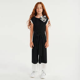 Elsy-جمبسوت بكسراات لون أسود و عاجي للبنات | Childrensalon Outlet