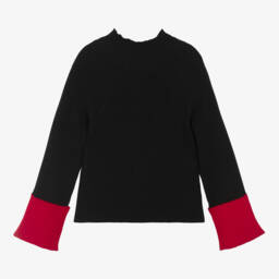 Elsy-Girls Black & Red Ribbed Jumper | Childrensalon Outlet