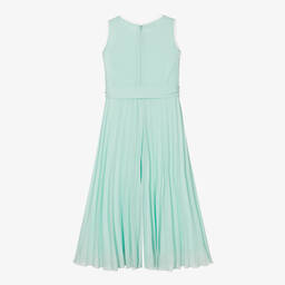 إلسي-جمبسوت كريب شيفون لون أزرق أكوا مزين بترتر | Childrensalon Outlet