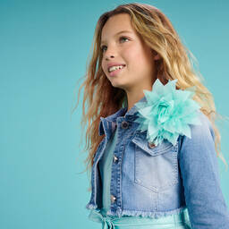 Elsy-Girls Blue Denim Cropped Jacket | Childrensalon Outlet