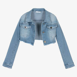 Elsy-Girls Blue Denim Cropped Jacket | Childrensalon Outlet
