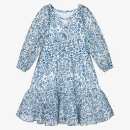 couture by Elsy-Girls Blue Floral Cotton Sundress | Childrensalon Outlet