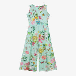 Elsy-Girls Blue Floral Crêpe Jumpsuit | Childrensalon Outlet
