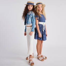 Elsy-Girls Blue Striped Lyocell Dress | Childrensalon Outlet
