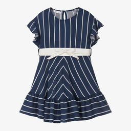 Elsy-Girls Blue Striped Lyocell Dress | Childrensalon Outlet