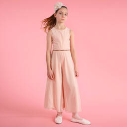 إلسي-جمبسوت بأرجل واسعة كريب وتول لون زهري للبنات | Childrensalon Outlet