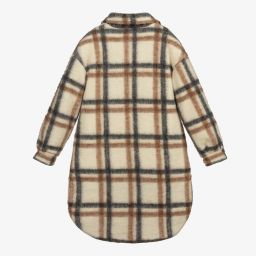 Elsy-معطف كاروهات مزيج صوف لون بيج وعاجي | Childrensalon Outlet