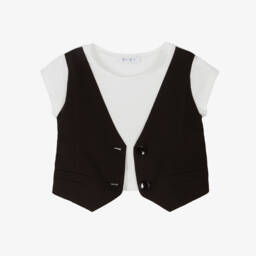 кутюр от Elsy-Шикарный черно-белый топ для девочек | Childrensalon Outlet