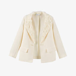 couture by Elsy-Girls Cream Floral Lapel Blazer | Childrensalon Outlet