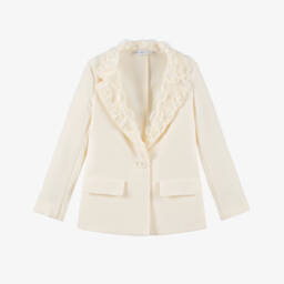 couture by Elsy-Girls Cream Floral Lapel Blazer | Childrensalon Outlet