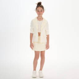 couture by Elsy-Girls Cream Floral Lapel Blazer | Childrensalon Outlet