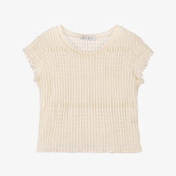 кутюр от Elsy-Кремовая кружевная вязаная блузка для девочек | Childrensalon Outlet