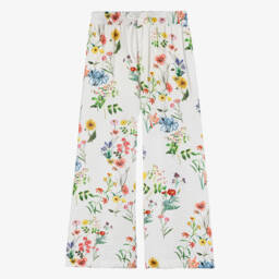 кутюр от Elsy-Элегантные кремовые брюки с цветочным узором для девочек | Childrensalon Outlet