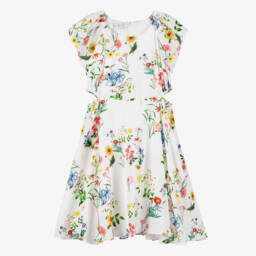 couture by Elsy-فستان عاجي أنيق للبنات بلمسات زهرية | Childrensalon Outlet