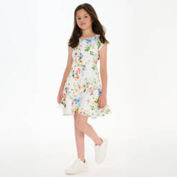 couture by Elsy-فستان عاجي أنيق للبنات بلمسات زهرية | Childrensalon Outlet