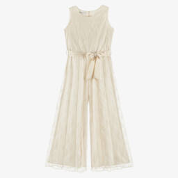 кутюр от Elsy-Элегантный кремовый кружевной ромпер для девочек | Childrensalon Outlet