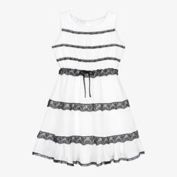 кутюр от Elsy-Элегантное белое платье с кружевной отделкой для девочек | Childrensalon Outlet