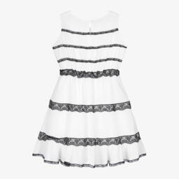 кутюр от Elsy-Элегантное белое платье с кружевной отделкой для девочек | Childrensalon Outlet