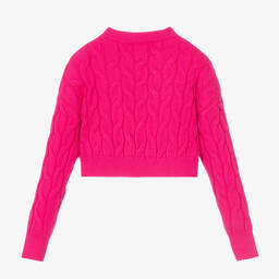 Elsy-Girls Fuchsia Pink Knit Cropped Sweater | Childrensalon Outlet