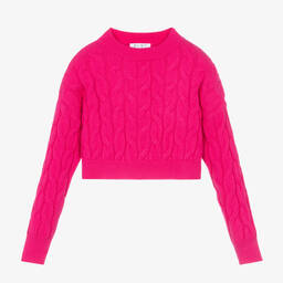 Elsy-Girls Fuchsia Pink Knit Cropped Sweater | Childrensalon Outlet