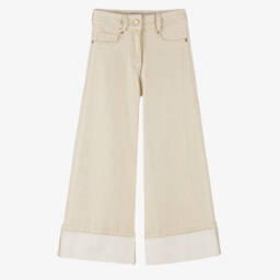 couture by Elsy-بنطلون عاجي واسع لامع للبنات | Childrensalon Outlet