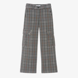 Elsy-Girls Grey Check Cargo Pants | Childrensalon Outlet