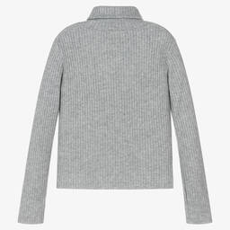 Elsy-Girls Grey Ribbed Rollneck Sweater | Childrensalon Outlet