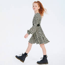 Elsy-Кремово-черное платье с поясом | Childrensalon Outlet