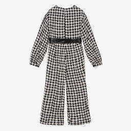 Elsy-Girls Ivory & Black Belted Jumpsuit | Childrensalon Outlet