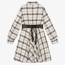 Elsy-Кремово-черное платье в клетку для девочек | Childrensalon Outlet