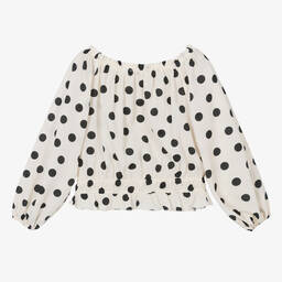 Elsy-Girls Ivory & Black Dot Chiffon Blouse  | Childrensalon Outlet