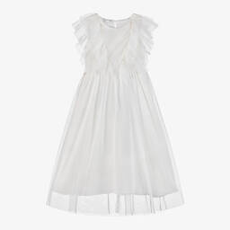 Elsy-فستان شيفون وتول لون عاجي مزين بكشكش | Childrensalon Outlet