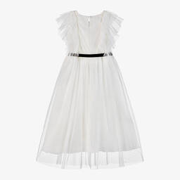 Elsy-فستان شيفون وتول لون عاجي مزين بكشكش | Childrensalon Outlet