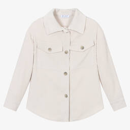 إلسي-جاكيت بنمط قميص كوردروي لون عاجي للبنات | Childrensalon Outlet