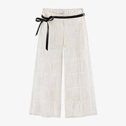Elsy-Girls Ivory Cotton Guipure Lace Trousers | Childrensalon Outlet