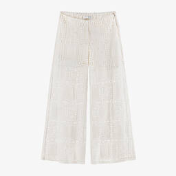 Elsy-Girls Ivory Cotton Guipure Lace Trousers | Childrensalon Outlet