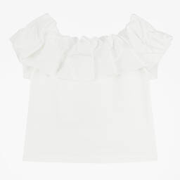 Elsy-بلوزة قطن لون عاجي مزينة بكشكش للبنات | Childrensalon Outlet