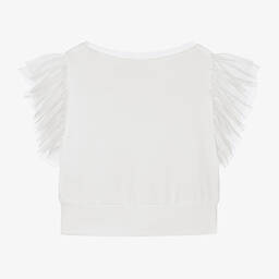 кутюр от Elsy-Girls Ivory Cotton & Sequin Tulle Blouse | Childrensalon Outlet
