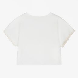 Elsy-Girls Ivory Cotton T-Shirt | Childrensalon Outlet