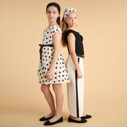 Elsy-Girls Ivory Crêpe Wide-Leg Trousers | Childrensalon Outlet