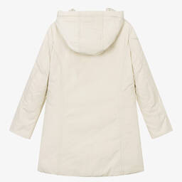 Elsy-معطف مبطن بريش لون عاجي للبنات | Childrensalon Outlet