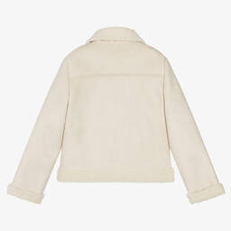 إلسي-جاكيت جلد شامواه صناعي لون عاجي للبنات | Childrensalon Outlet