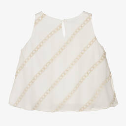 Elsy-Кремово-золотистая блузка с принтом-цепочкой | Childrensalon Outlet